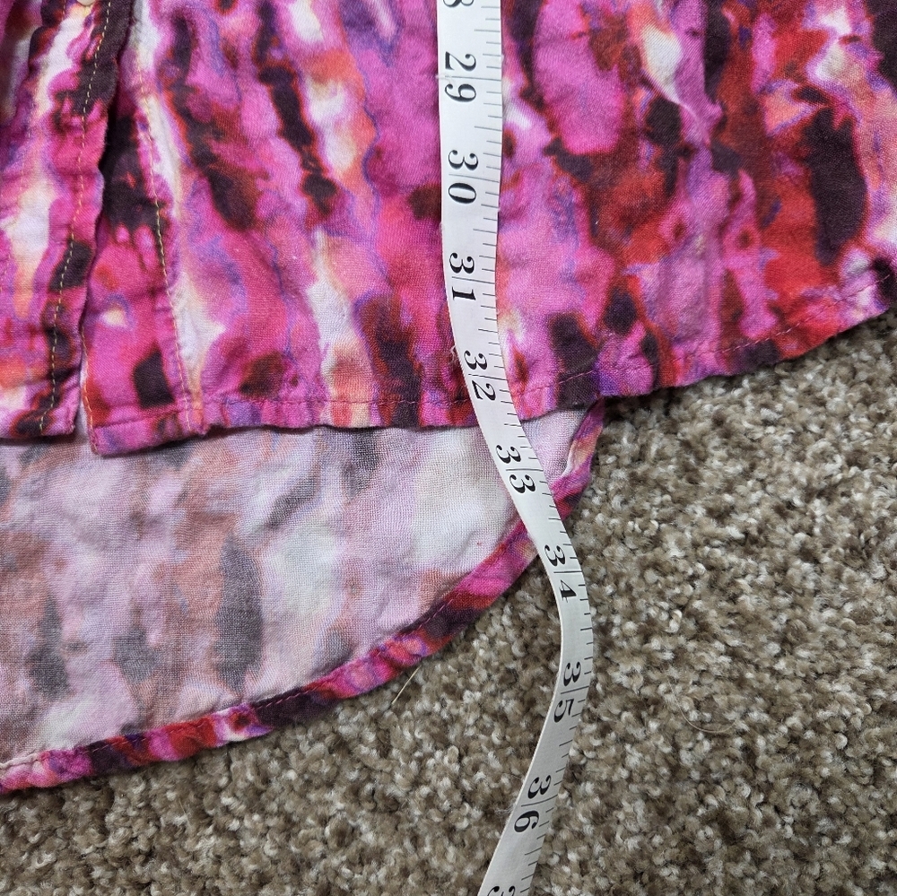 Anthropologie Oversized Button Down Tunic Shirt Hombre Tie Dye Boho Pink Large - Picture 10 of 11